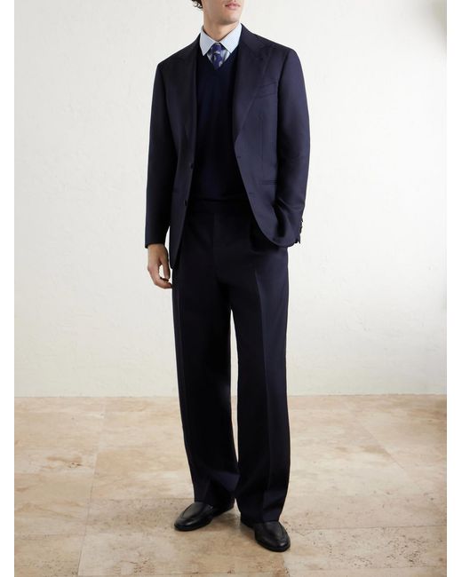 John Smedley Blue Hadfield Merino Wool Sweater Vest for men
