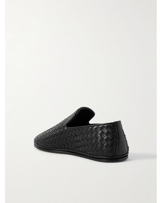 Bottega Veneta Black Intrecciato Full-Grain Leather Slippers for men