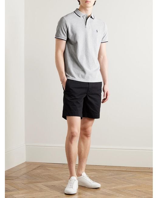Polo Ralph Lauren Gray Slim-fit Logo-embroidered Cotton-piqué Polo Shirt for men