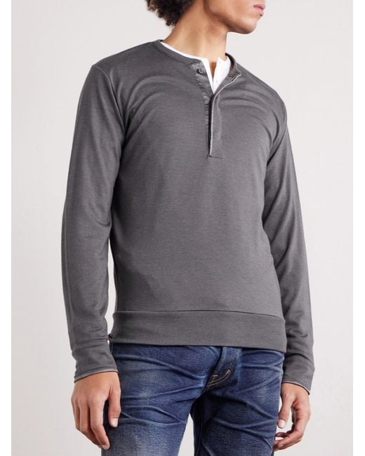 Tom Ford Gray Slim-Fit Cashmere, Wool And Silk-Blend Sweatshirt for men