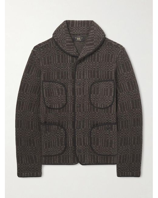 RRL Gray Shawl-collar Jacquard-knit Wool And Cashmere-blend Cardigan for men