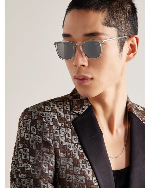 Saint Laurent Gray D-Frame Recycled-Acetate Sunglasses for men