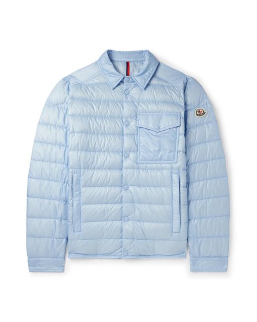 Moncler Blue Logo-appliquéd Quilted Shell Down Shirt Jacket for men