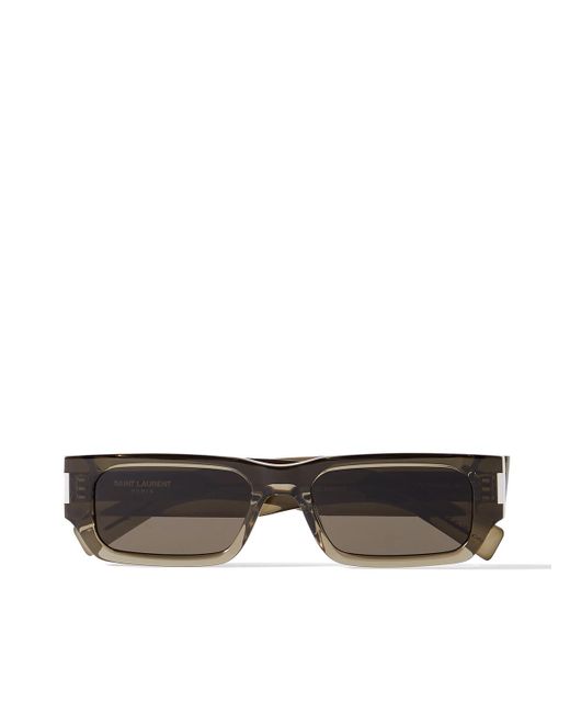 Saint Laurent Gray New Wave Rectangular-frame Acetate Sunglasses for men