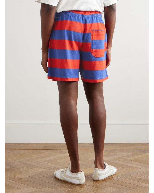 Bode Clubhouse Wide-Leg Logo-Embroidered Striped Cotton-Jersey Shorts for men