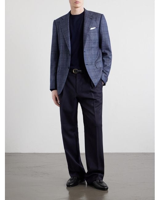 Caruso Blue Norma Checked Wool Blazer for men