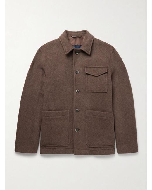 Herno Brown Wool-Blend Felt Overshirt for men