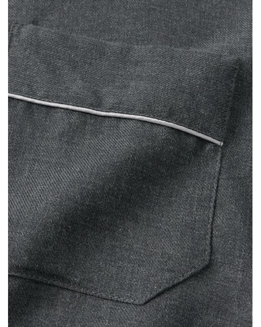 Thom Sweeney Gray Camp-Collar Cotton And Cashmere-Blend Twill Pyjama Set for men