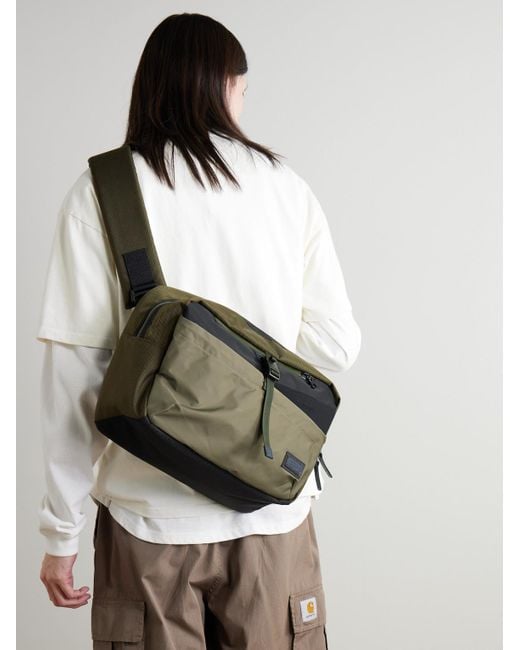 Master Piece Black Scramble Shell And Nylon Oxford Messenger Bag for men