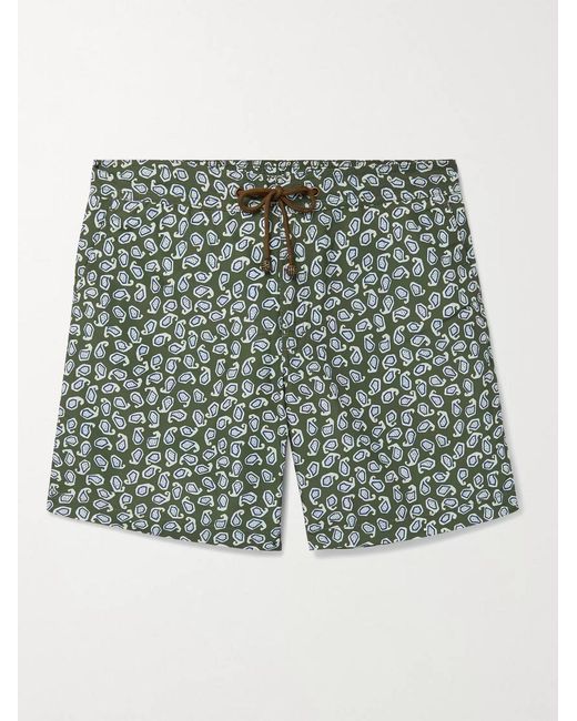 Thorsun Green Charvet Mid-Length Paisley-Print Swim Shorts for men