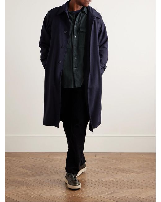Paul Smith Blue Herringbone Brushed Cotton And Lyocell-Blend Shirt for men