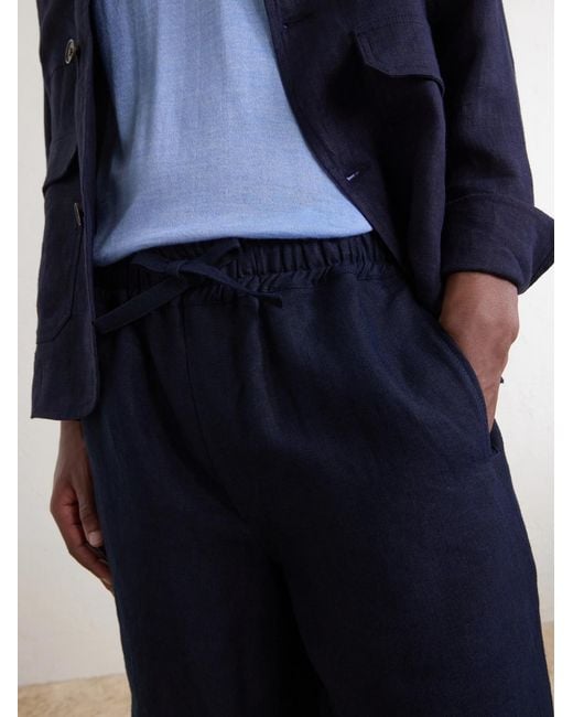 Saman Amel Blue Straight-Leg Linen Drawstring Shorts for men