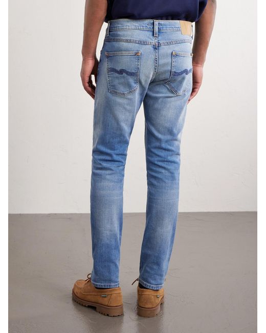 Nudie Jeans Blue Lean Dean Slim-fit Tapered Organic Stretch-denim Jeans for men
