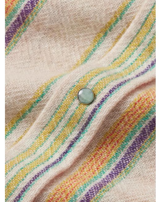 God's True Cashmere Natural Ruler Striped Recycled-Cashmere And Wool-Blend Gauze Shirt for men