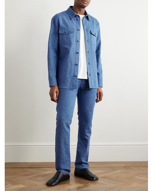 Gabriela Hearst Blue Everly Cotton And Linen-Blend Chambray Overshirt for men