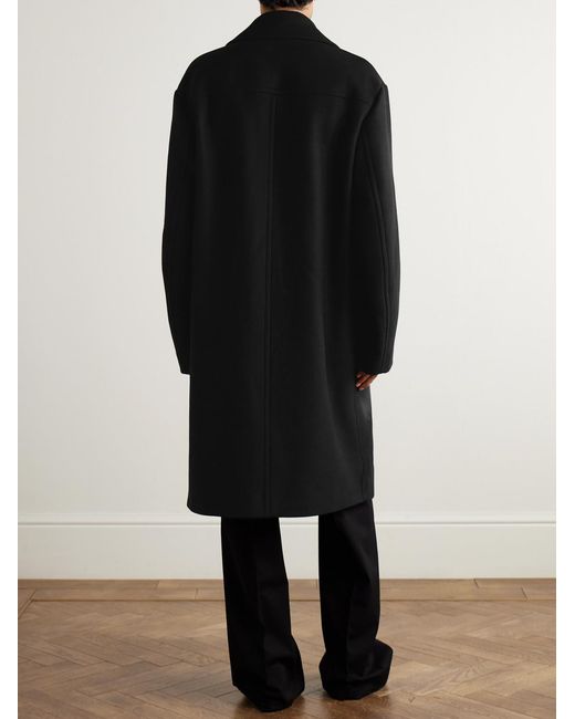 Dries Van Noten Black Double-Breasted Printed Wool-Blend Coat for men