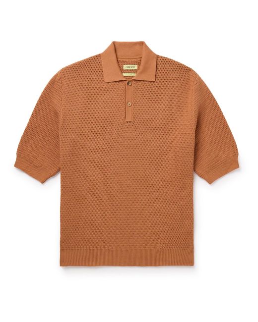 De Bonne Facture Brown Honeycomb Organic Cotton Polo Shirt for men