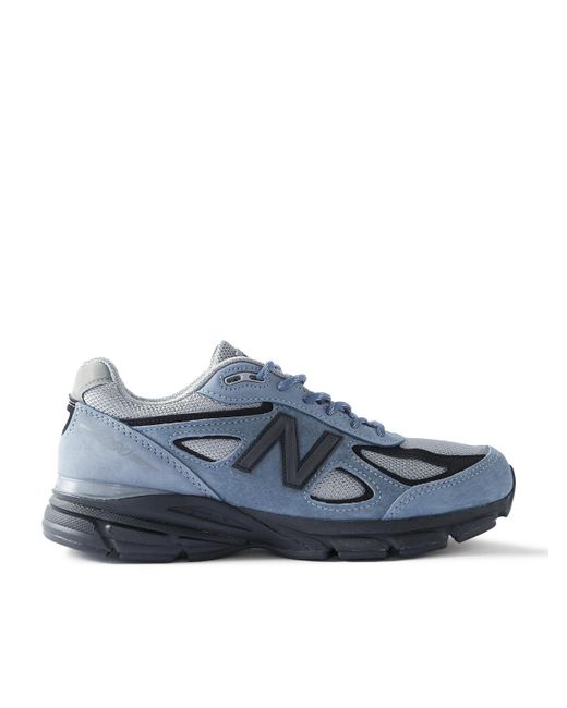 New Balance Blue 990v4 Leather-trimmed Suede And Mesh Sneakers for men