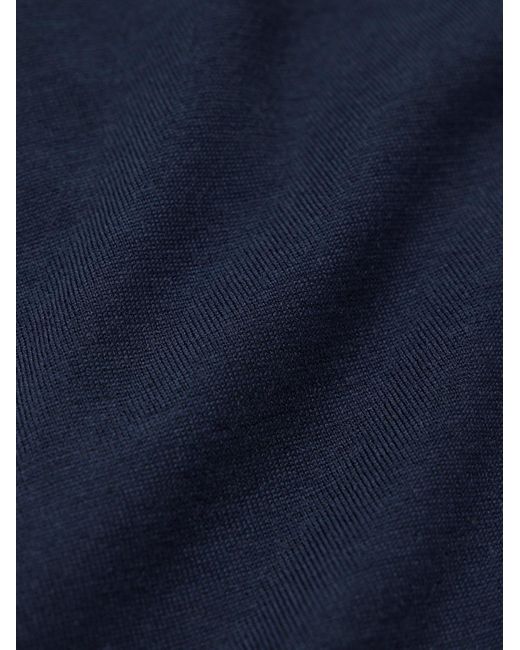 John Smedley Blue Harcourt Slim-fit Mock-neck Merino Wool Sweater for men