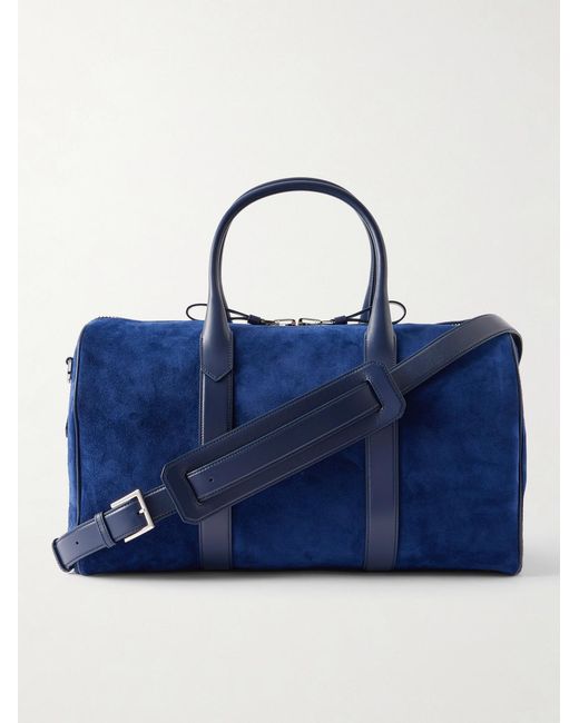 Tom Ford Blue Leather-trimmed Suede Weekend Bag for men