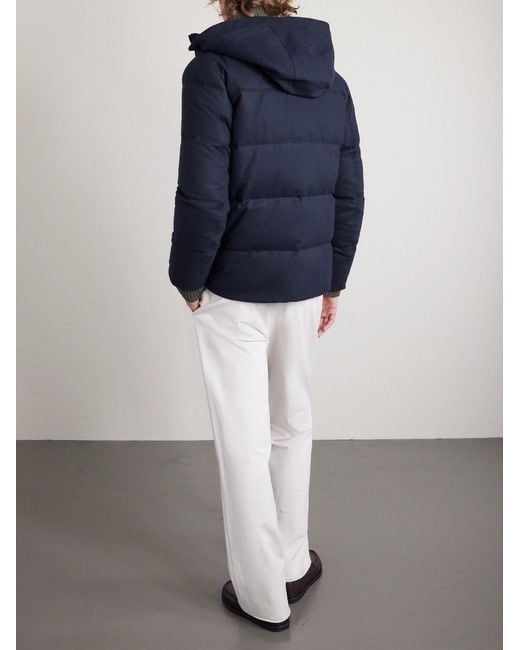 Canali Blue Hooded Cashmere Down Jacket for men