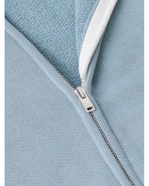 Les Tien Blue Garment-dyed Distressed Cotton-jersey Zip-up Hoodie for men