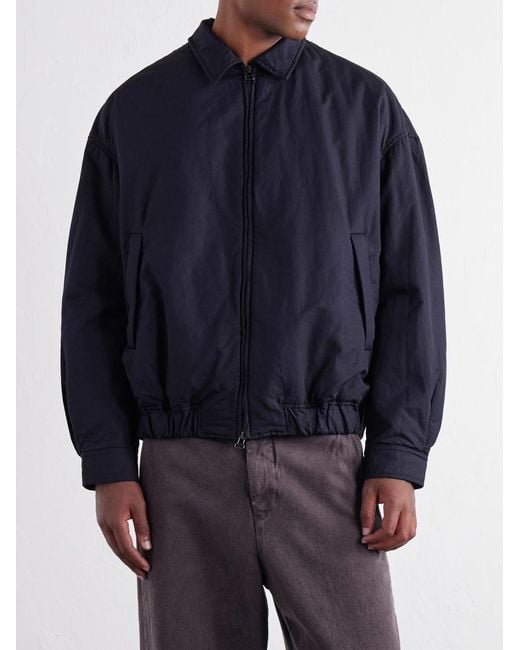 Casey Casey Blue Meaux Cotton And Linen-Blend Zip-Up Jacket for men
