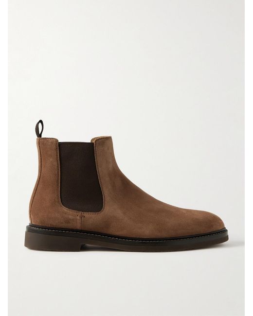 Brunello Cucinelli Brown Suede Chelsea Boots for men