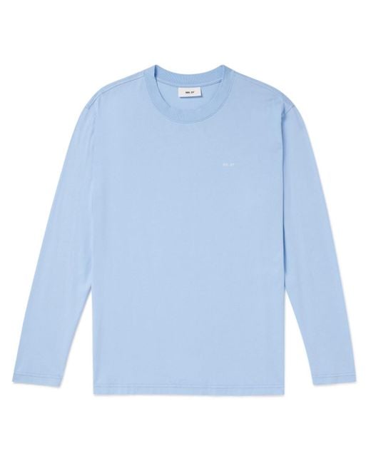 NN07 Blue Adam 3209 Logo-embroidered Pima Cotton-jersey T-shirt for men
