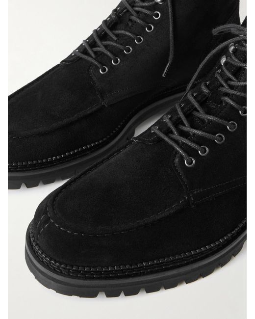 Mr P. Black Commander Shearling-Lined Suede Lace-Up Boots for men