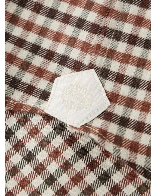 Loro Piana Gray Logo-appliquéd Checked Cotton-flannel Shirt for men