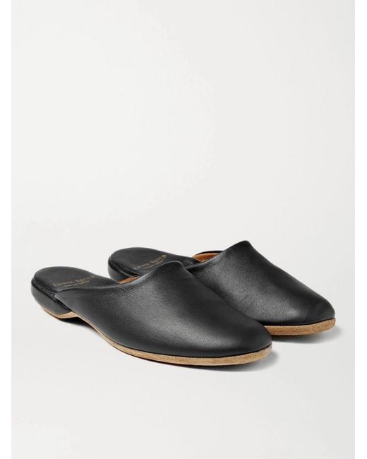 Derek Rose White Morgan Leather Slippers for men