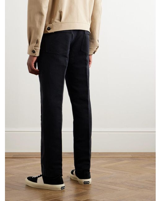 Tom Ford Black Straight-leg Cotton-twill Trousers for men