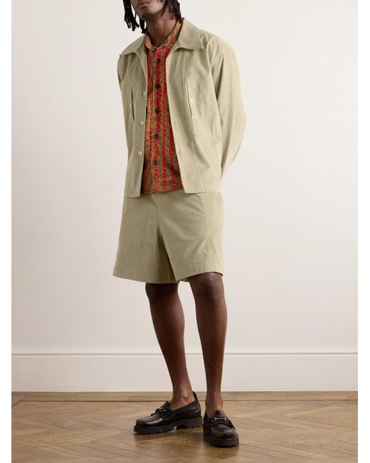 Shorts in velluto a coste di cotone di Nicholas Daley in Natural da Uomo