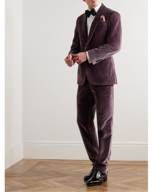Richard James Purple Cotton-velvet Tuxedo Trousers for men