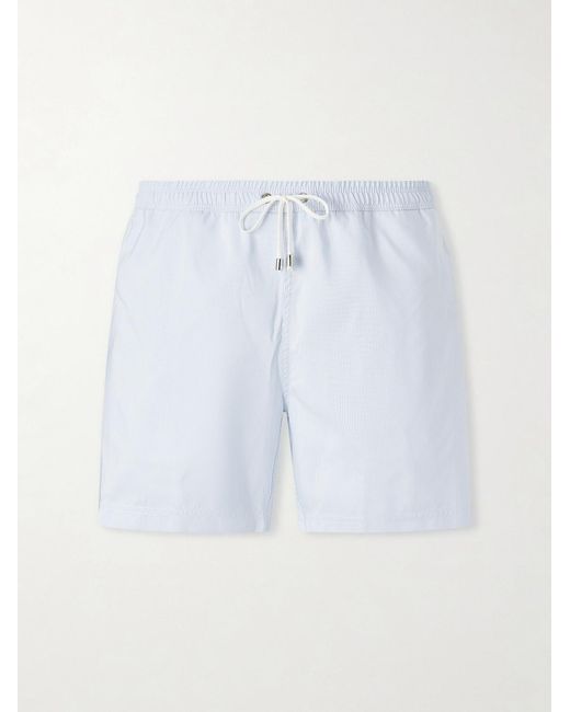 Sunspel Blue Fine Striped Straight-Leg Swim Shorts for men