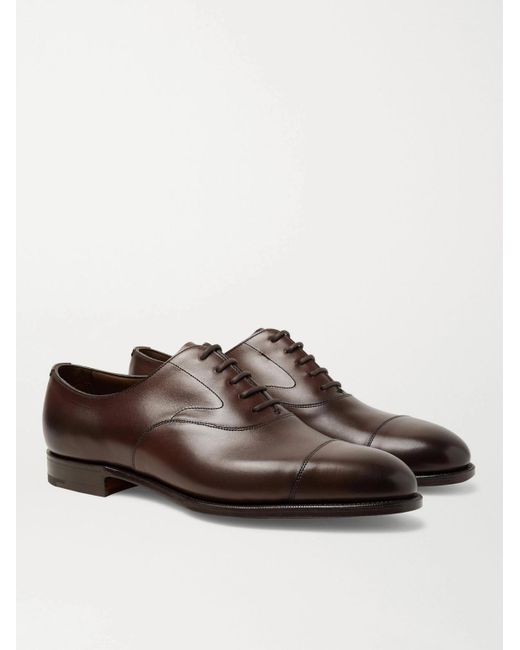 Edward Green Brown Chelsea Cap-toe Burnished-leather Oxford Shoes for men