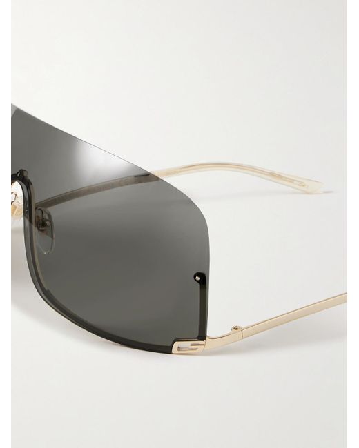 Gucci Gray D-frame Gold-tone Sunglasses for men