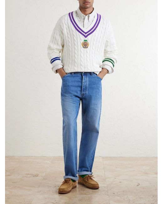 Polo Ralph Lauren White Logo-Embroidered Cotton Sweater for men