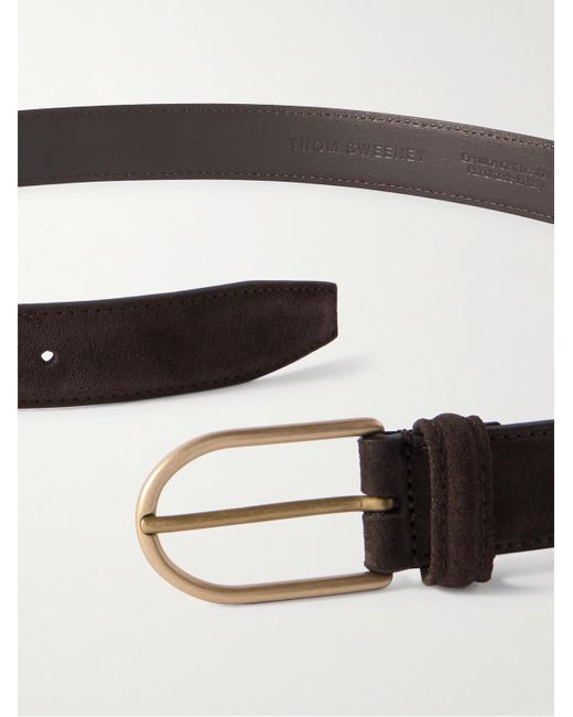 Thom Sweeney Black 3.5Cm Suede Belt for men