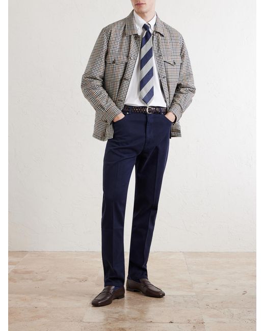 Dunhill Blue Tapered Cotton-blend Twill Trousers for men