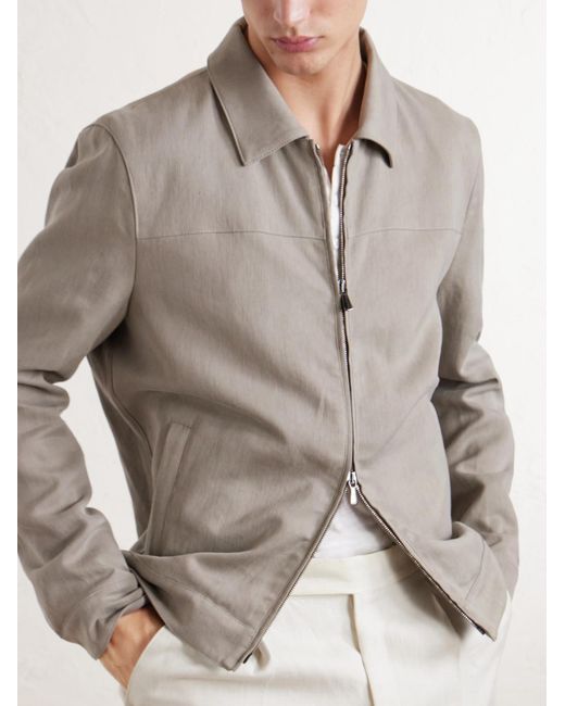 Thom Sweeney Natural Linen Bomber Jacket for men