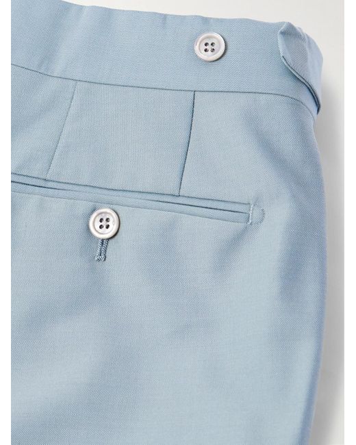Tom Ford Schmal geschnittene Anzughose aus Twill aus einer Woll-Seidenmischung mit Gürtel in Blue für Herren