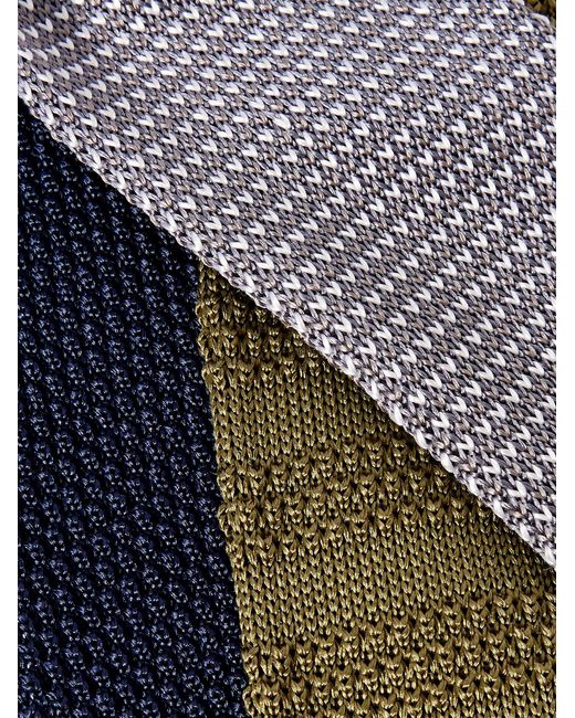 Mr P. Blue Set Of Three 7cm Knitted Silk Ties for men