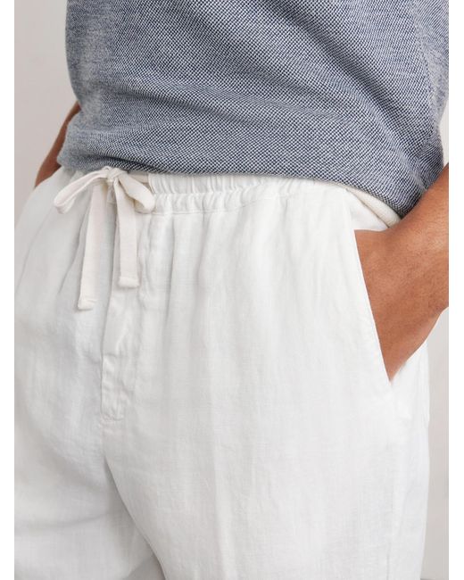 Altea White Mattia Straight-leg Linen Drawstring Trousers for men