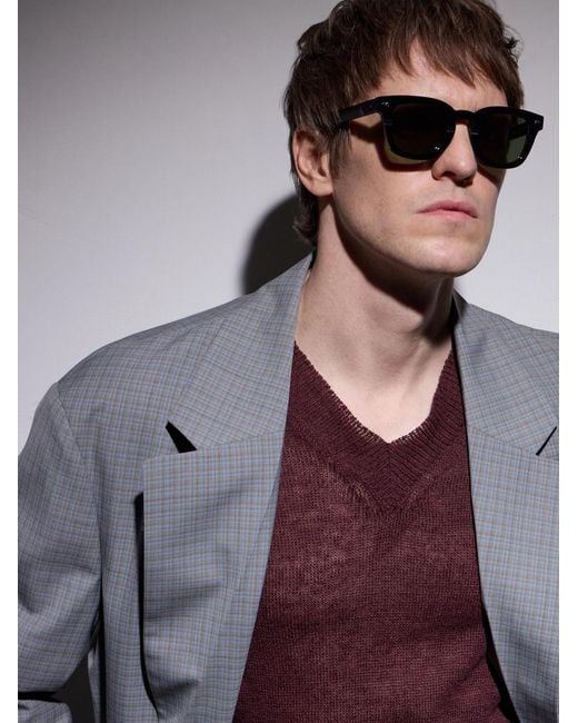 Ahlem Black Champ De Mars Square-Frame Acetate Sunglasses for men