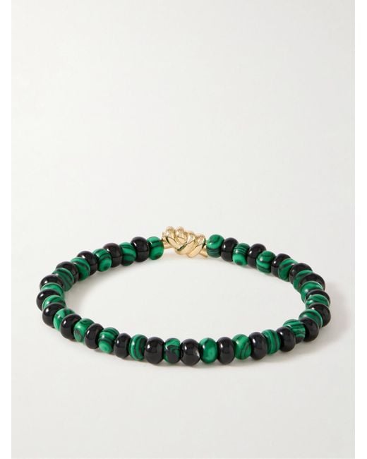 Luis Morais Double Knot Armband mit Zierperlen aus Malachit und Onyx und Detail aus Gold in Green für Herren