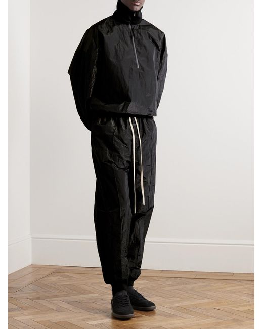 Fear Of God Black Logo-Appliquéd Crinkled-Shell Half-Zip Track Jacket for men