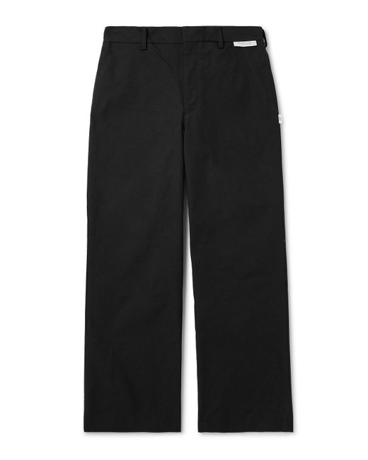 (w)taps Black Straight-Leg Cropped Logo-Appliquéd Twill Trousers for men