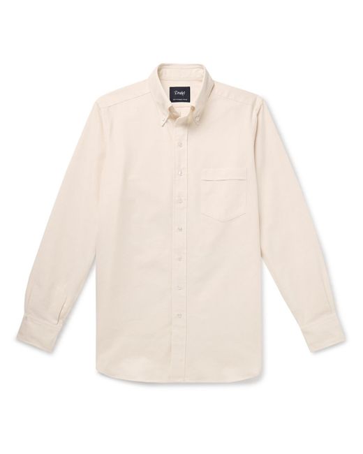 Drake's White Button-down Collar Cotton Oxford Shirt for men